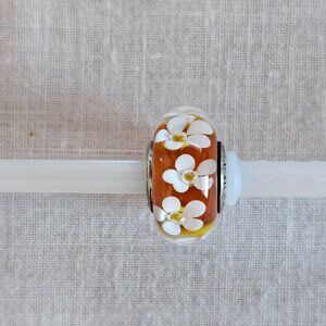 Pandora Tropical Flower Glass Charm - Sterling Silver